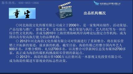 微电影《重生》招商方案(海韵传媒出品)PPT